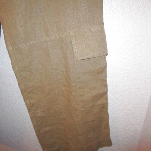 Orvis Linen Cargo Pants Size 8 Wide Leg Mid Rise Lightweight Crop Pockets Beach - Picture 4 of 9